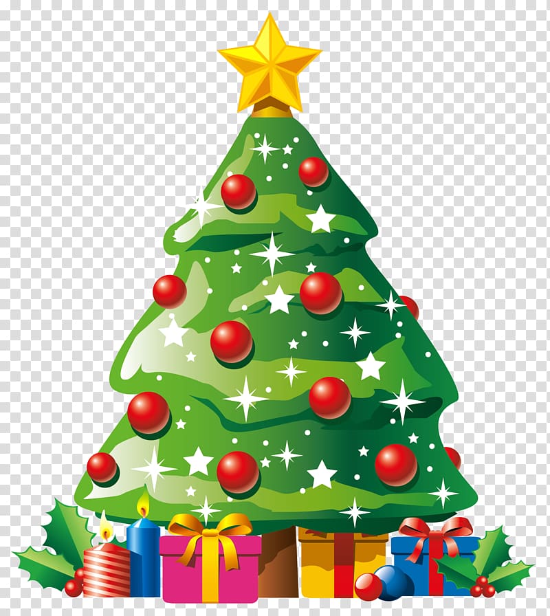 green Christmas tree , Christmas tree Christmas Day , Deco Christmas Tree with Gifts transparent background PNG clipart