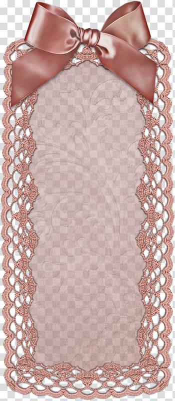 pink ribbon bow lace border promotional card transparent background PNG clipart