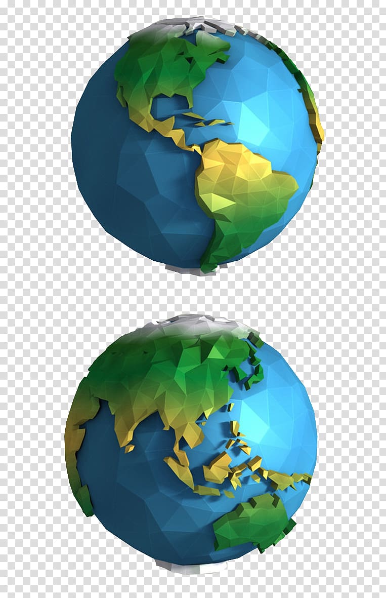 planet earth illustration, Earth Polygon 3D computer graphics Geometry Low poly, Low poly 3d model of Earth transparent background PNG clipart