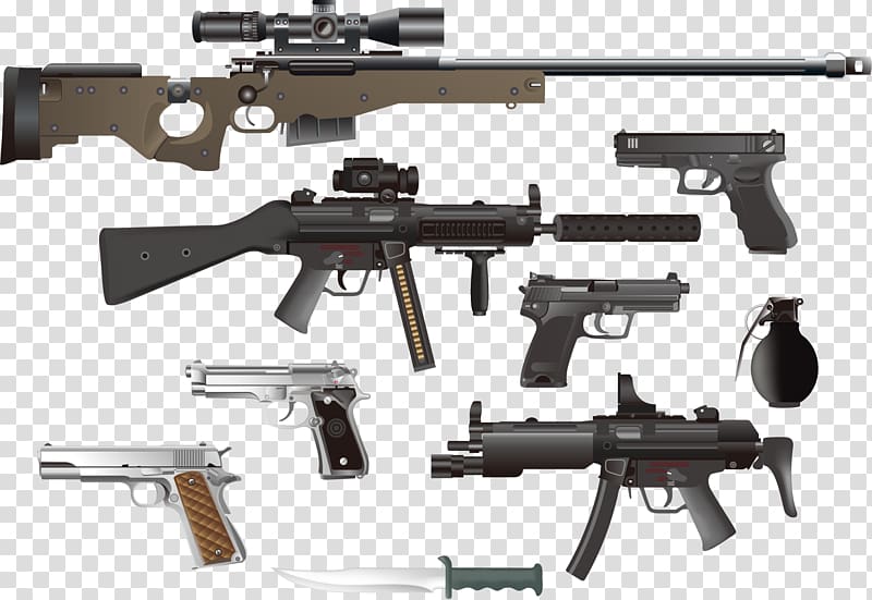 Firearm Weapon Rifle Submachine gun, Various kinds of guns transparent background PNG clipart