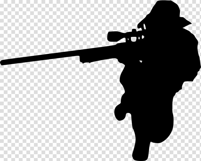 Sniper rifle Silhouette Gunshot, shooter transparent background PNG clipart