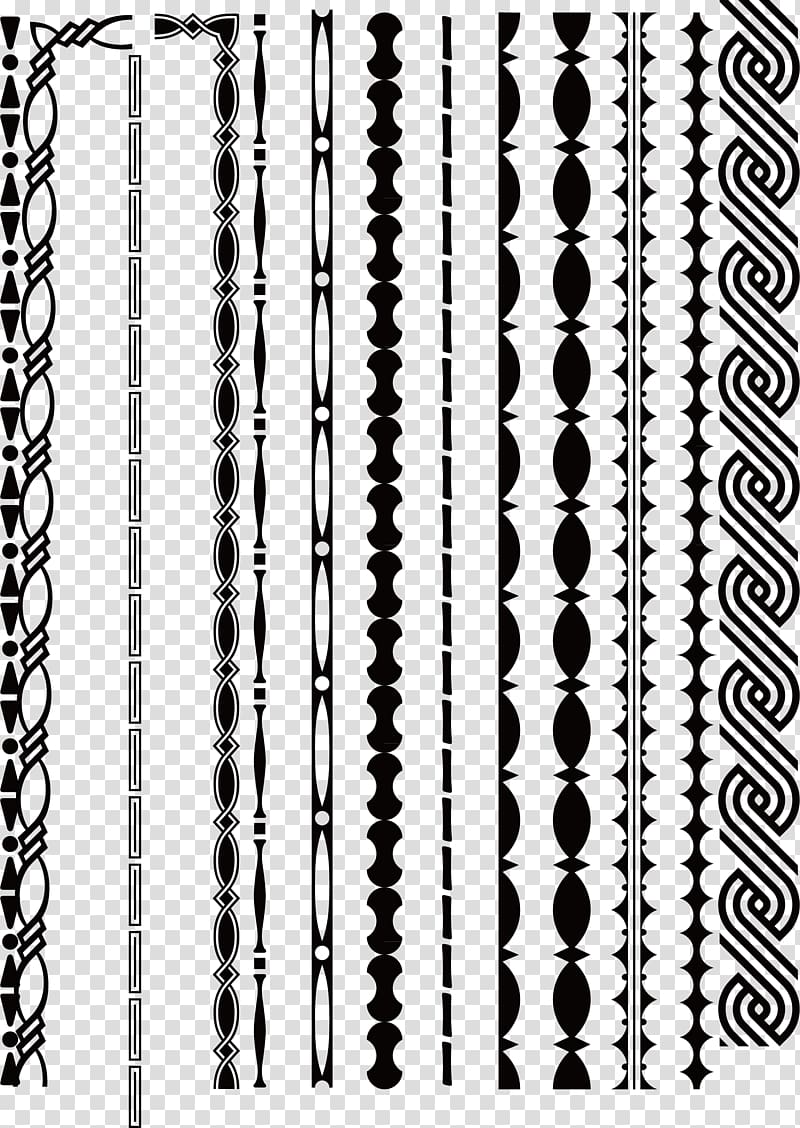 Black and white Line, decorative border lines transparent background PNG clipart
