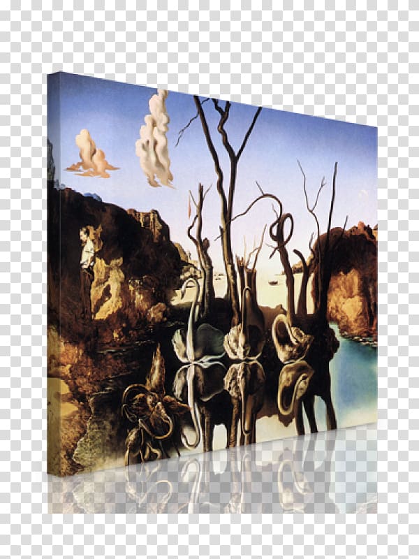 Swans Reflecting Elephants The Persistence of Memory The Elephants Cygnini Painting, painting transparent background PNG clipart