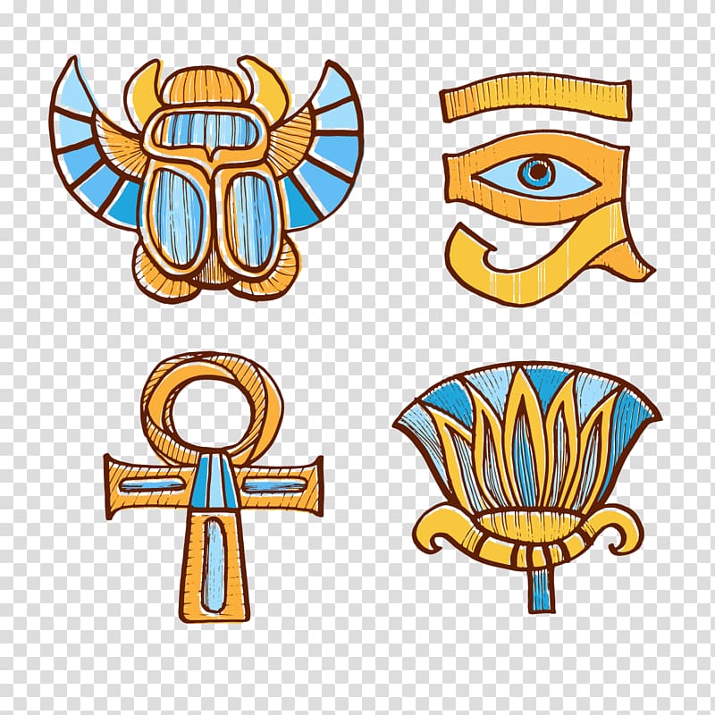four Egyptian signs , Egyptian pyramids Ancient Egyptian deities Pharaoh, Ancient Egypt transparent background PNG clipart