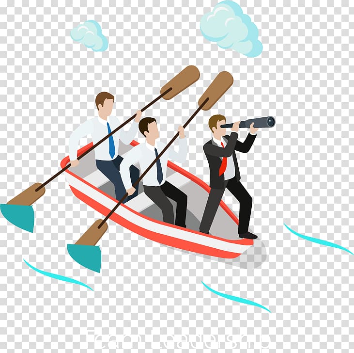 team leadership illustration, Rowed business people transparent background PNG clipart