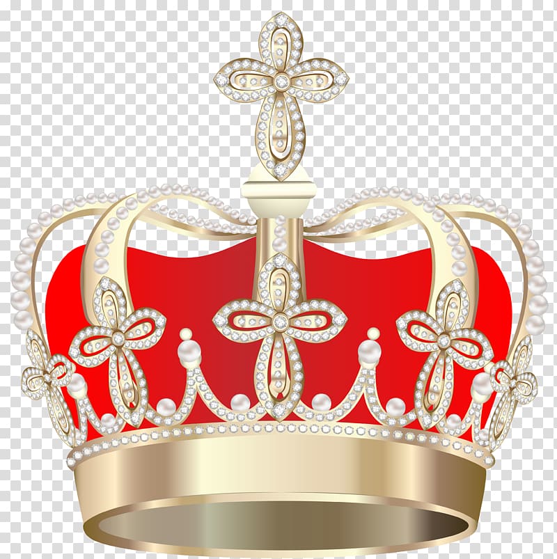 Crown , Crown , gold-colored and red crown illustration transparent background PNG clipart