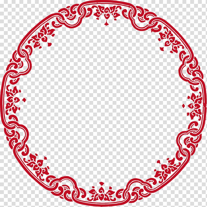 round red frame, Circle Chinese, Chinese wind circular border transparent background PNG clipart