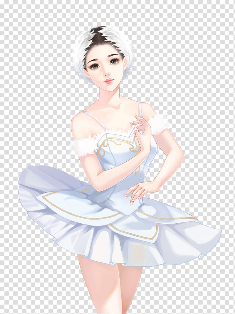 Cygnini Ballet Dance, Painted white ballet girl transparent background PNG clipart