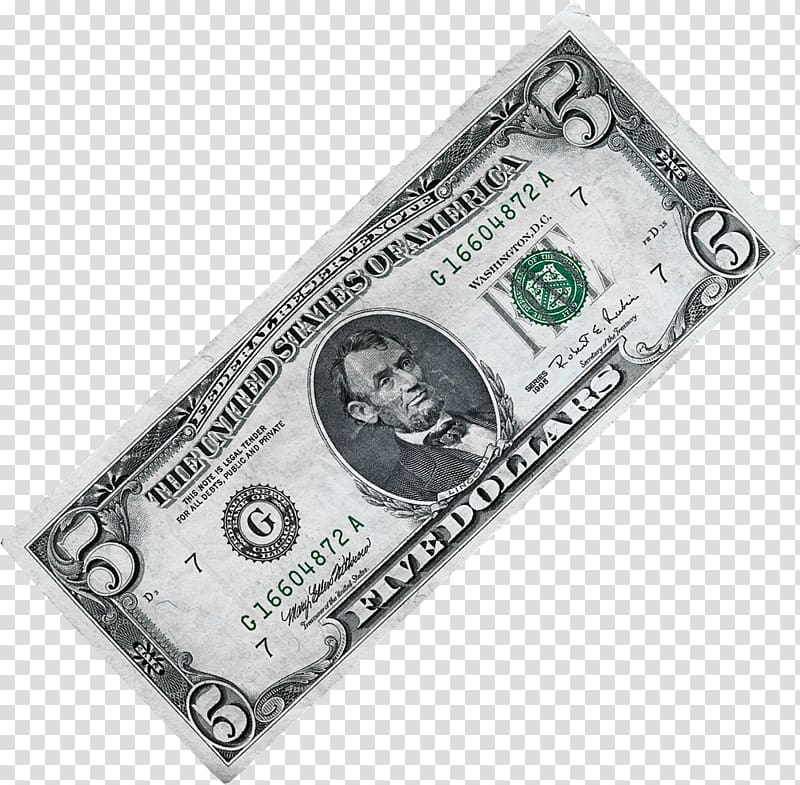 United States Dollar United States five-dollar bill Money Banknote, currency transparent background PNG clipart