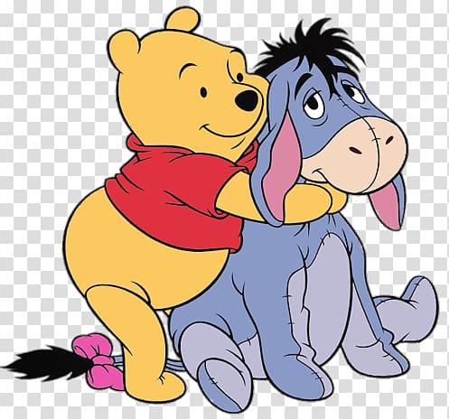 Winnie the Pooh hugging Eeyore illustration, Winnie the Pooh Holding Eeyore transparent background PNG clipart