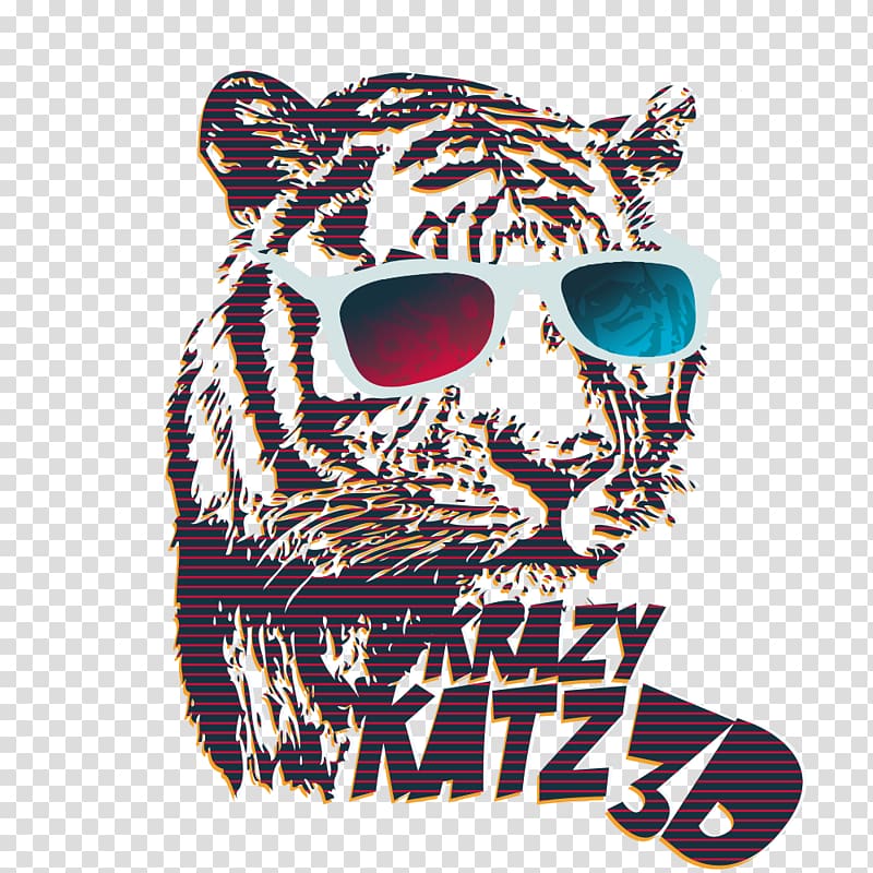 Krazy Katz 3D , Printed T-shirt Tracksuit Printing, Tiger Print transparent background PNG clipart