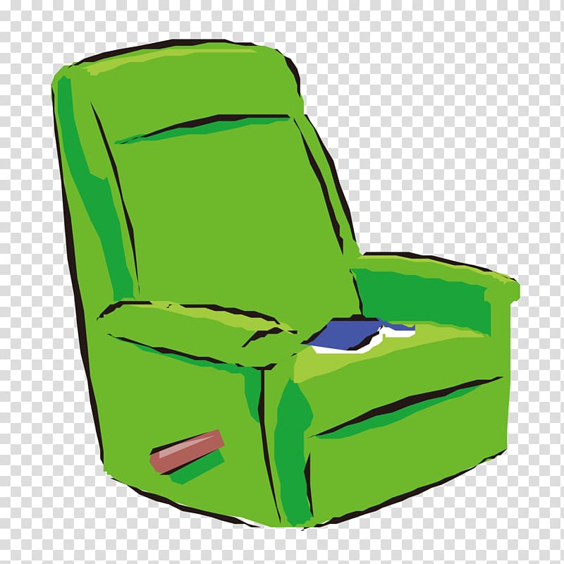 Recliner Seat Chair Chaise longue, Painted green material seat transparent background PNG clipart