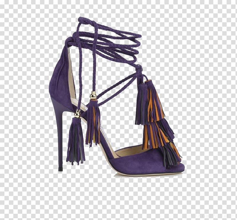 Shoe High-heeled footwear Sandal Designer Purple, Choo tassel thin belt strap high heels transparent background PNG clipart