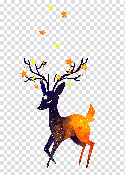 Deer Drawing Digital painting, deer transparent background PNG clipart