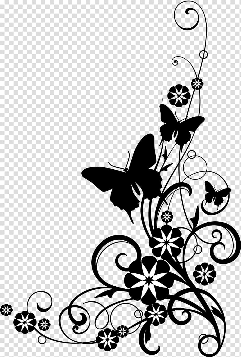 Flower Black and white , Butterfly Black And White transparent background PNG clipart