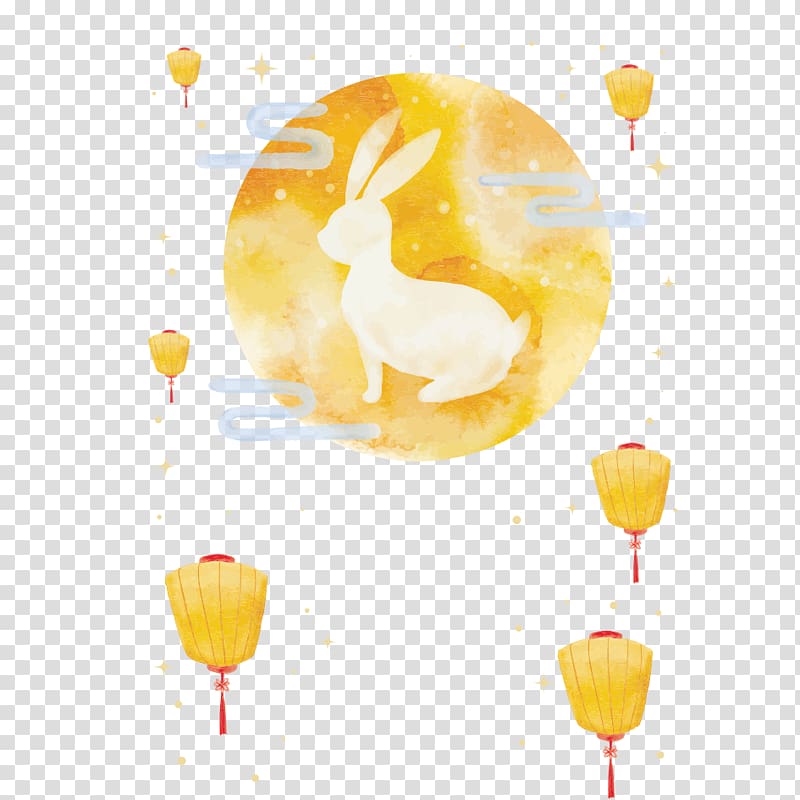 rabbit illustration, Mooncake Mid-Autumn Festival Moon rabbit, Mid Autumn Festival material transparent background PNG clipart