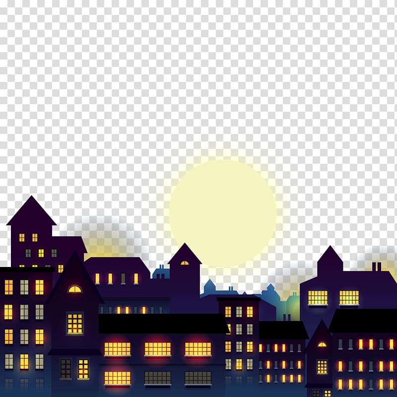 nighttime illustration, Night, night city transparent background PNG clipart