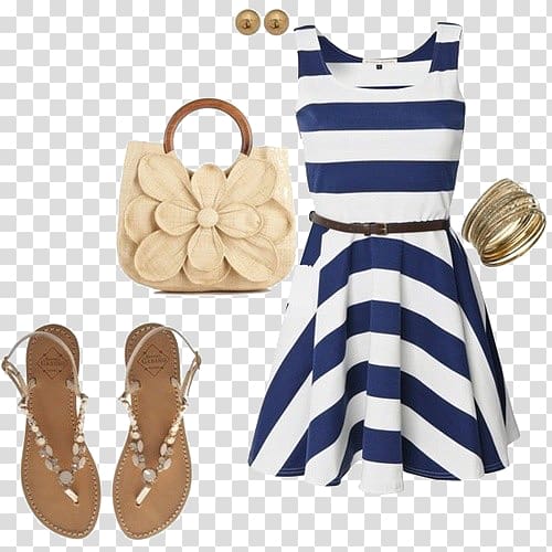 Clothing Dress Skirt Fashion Blazer, Blue and white striped dress transparent background PNG clipart