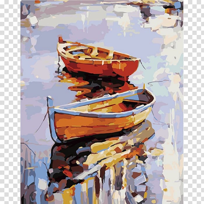 brown boats painting, Watercolor painting Oil painting Canvas, painting transparent background PNG clipart