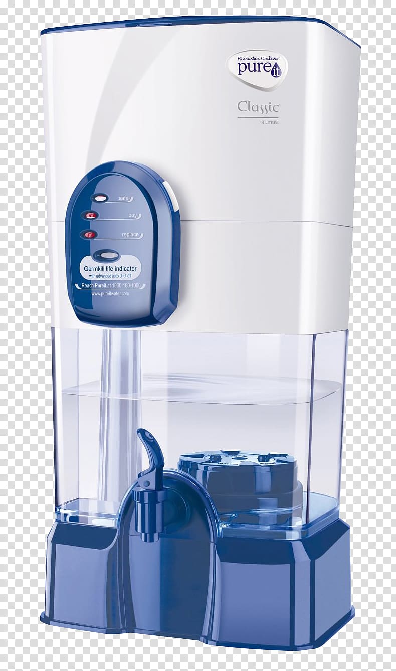white and blue Pureit Classic water purifier, Pureit India Water purification Reverse osmosis, New Water Purifier transparent background PNG clipart