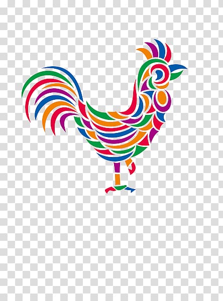Chicken Chinese zodiac Chinese New Year Rooster, Rainbow Chicken transparent background PNG clipart