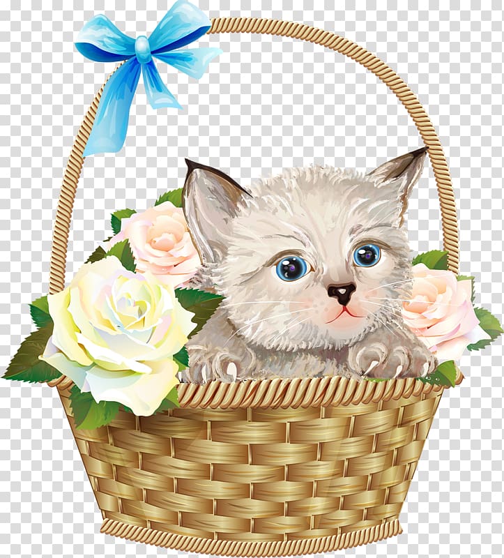 Kitten Cat Basket Drawing, Cat baskets transparent background PNG clipart