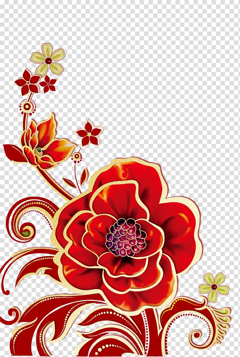 Tea Mooncake Packaging and labeling Box, Rich flowers transparent background PNG clipart