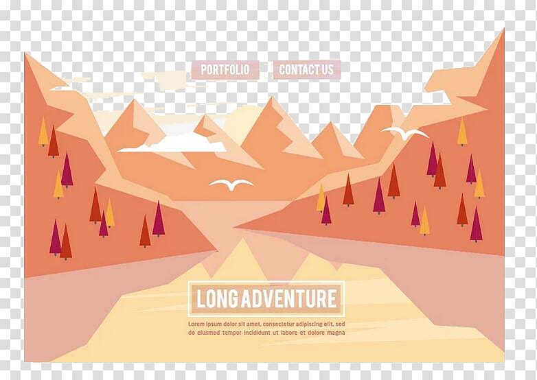 Euclidean Landscape Illustration, Red volcano transparent background PNG clipart