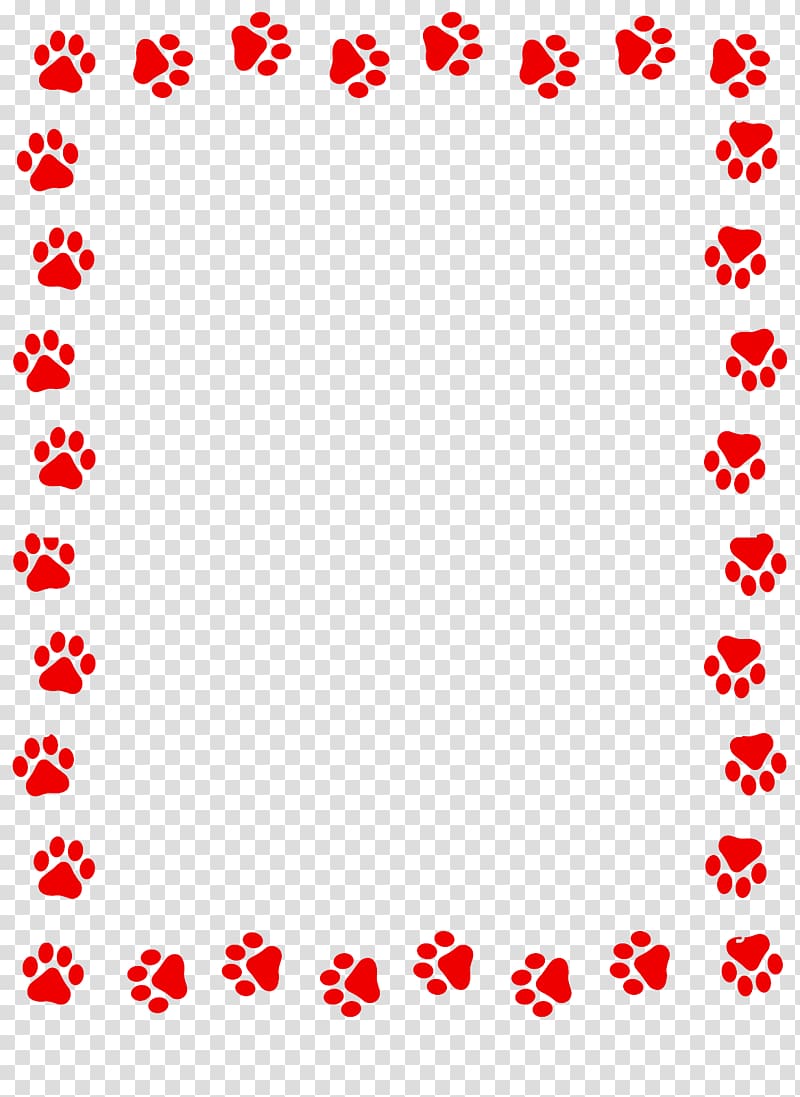 red dog paw prints border transparent background PNG clipart