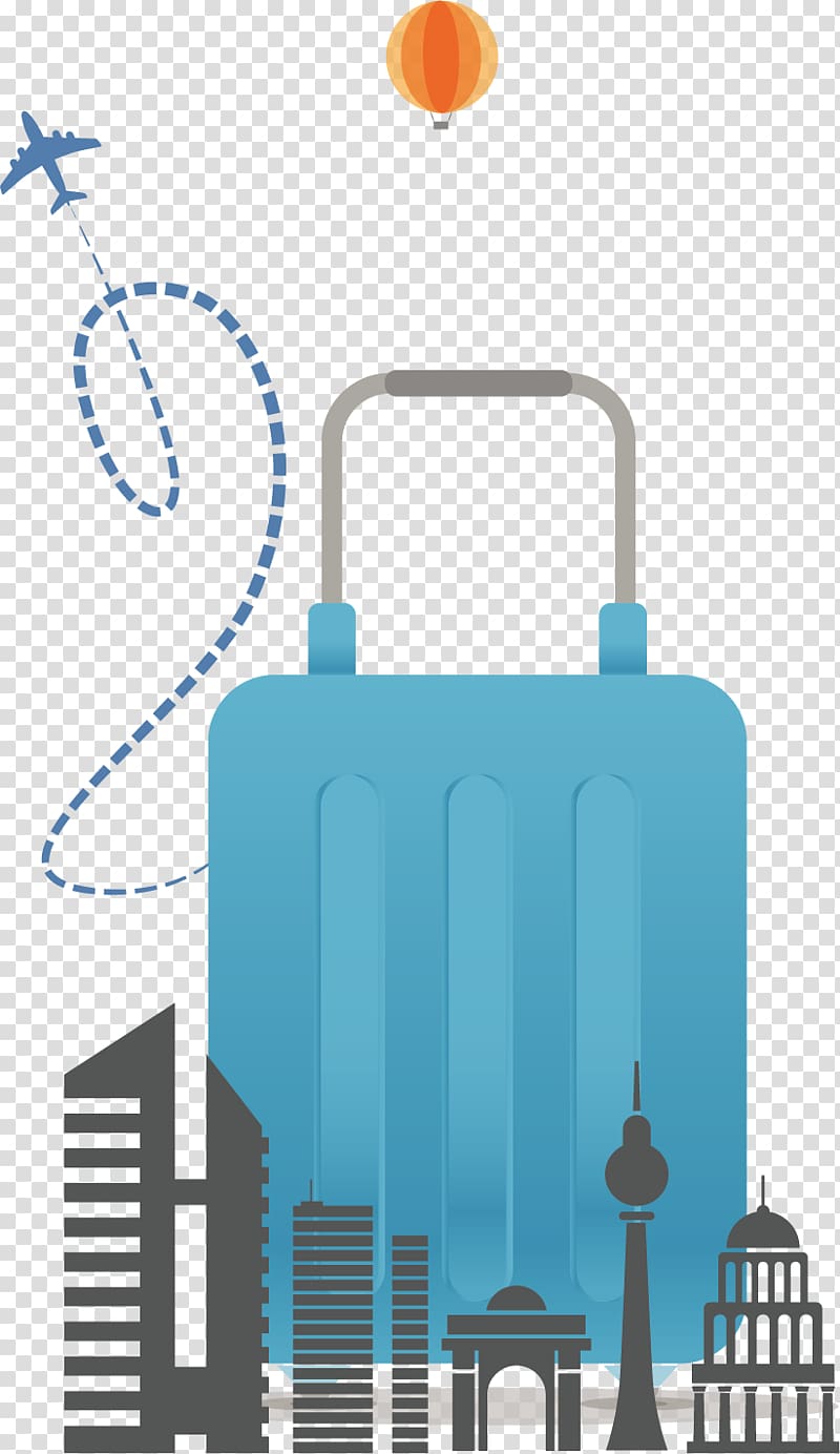 blue travel luggage , Travel Tourism Suitcase, Blue suitcase Travel background material transparent background PNG clipart