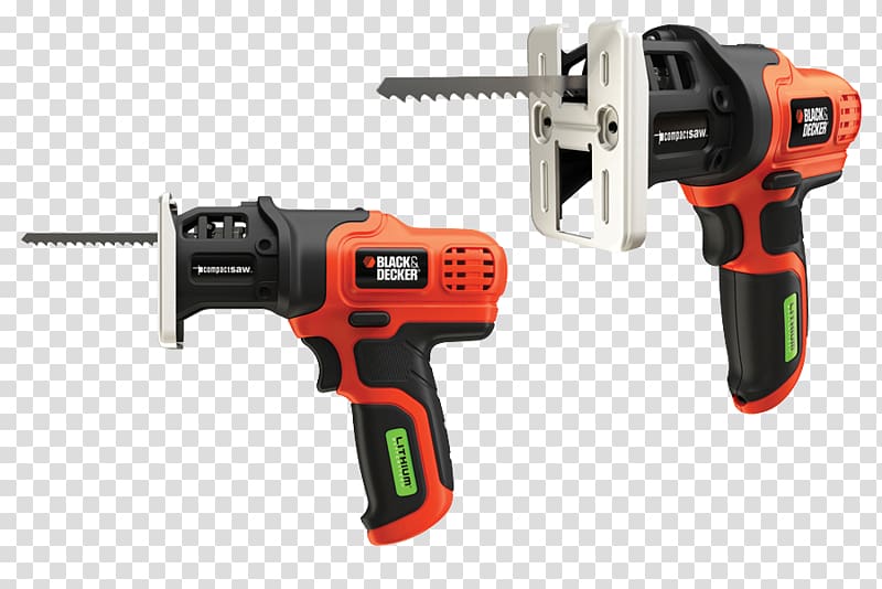 Black & Decker Lithium-ion battery Jigsaw Cordless, Chainsaw material transparent background PNG clipart