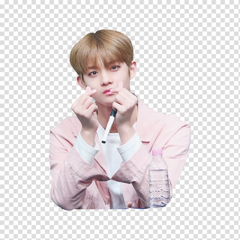 man doing heart sign, Wanna One Sticker, Kang Daniel transparent background PNG clipart