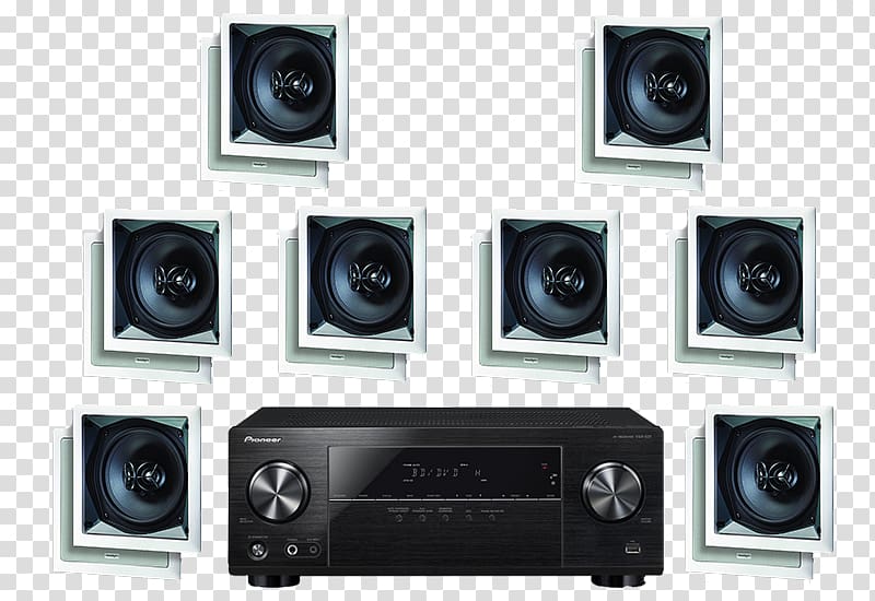 AV receiver Home Theater Systems 5.1 surround sound Ultra-high-definition television Pioneer Corporation, stereo wall transparent background PNG clipart