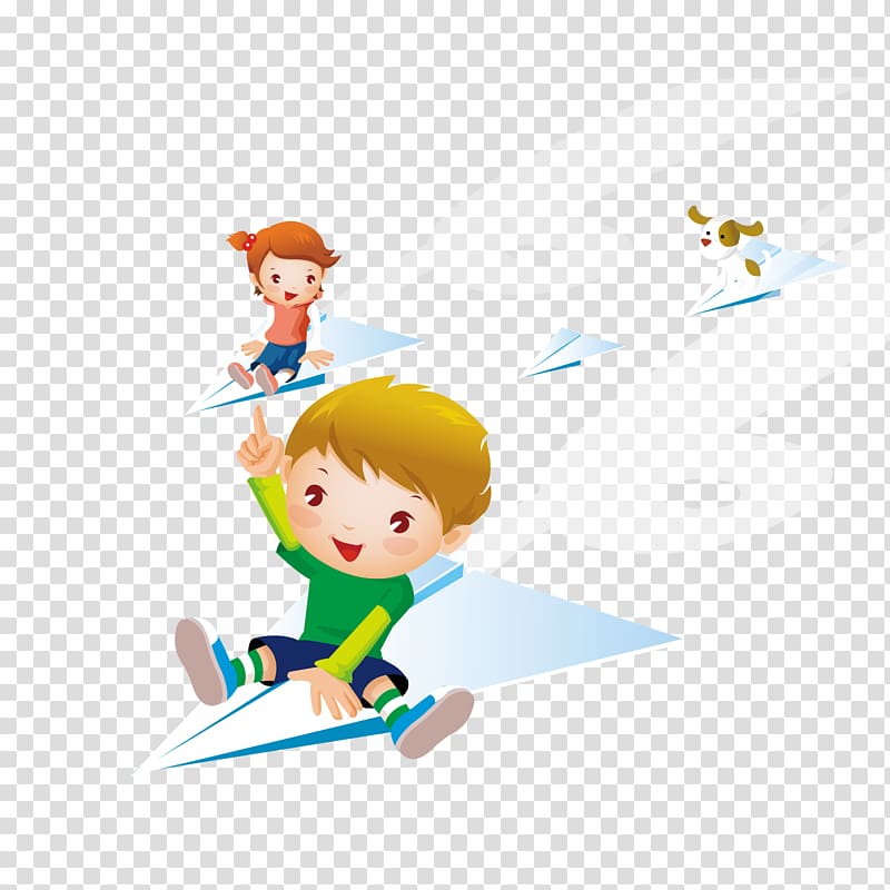 Airplane Paper plane , Happy children flying aircraft transparent background PNG clipart