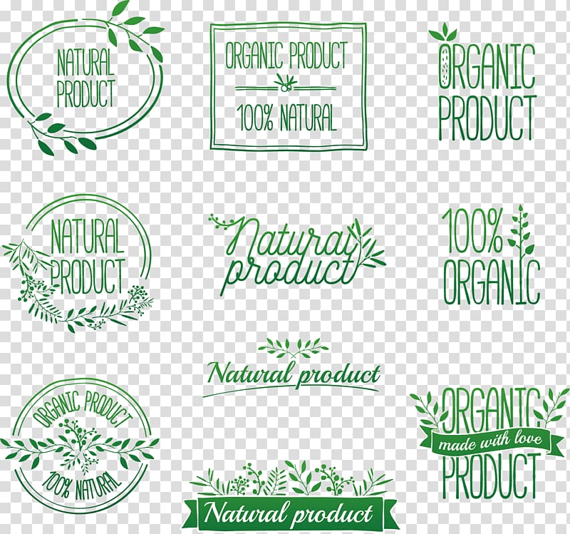 Natural Product logo lot, Organic food Logo Label, ribbon transparent background PNG clipart