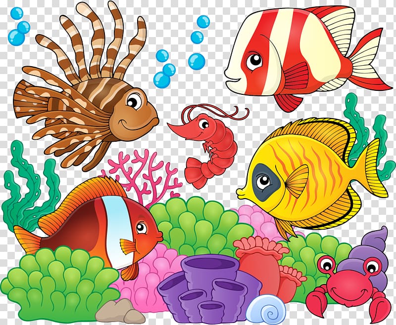 Seabed Cartoon World Ocean, Cartoon fish seabed transparent background PNG clipart