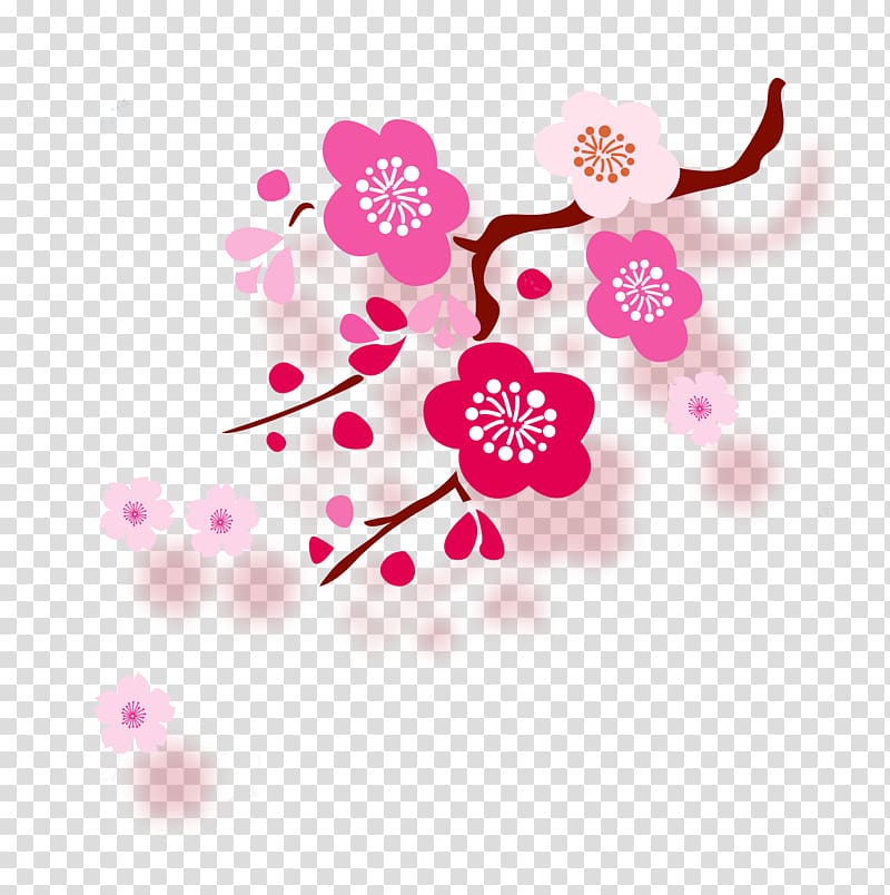 Plum blossom Green, Pink plum blossom branches transparent background PNG clipart