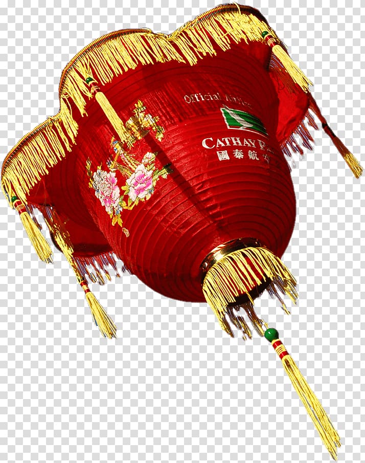 red and yellow Cathay Airways Chinese lantern, Chinese New Year Large Lantern transparent background PNG clipart