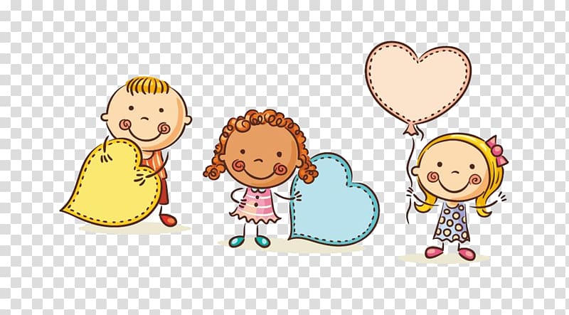 Child Animation Drawing Illustration, Cartoon heart-shaped buttons transparent background PNG clipart