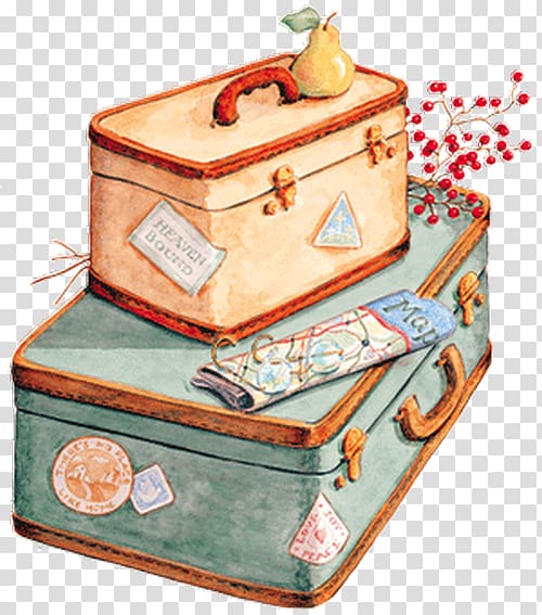 Baggage Suitcase Watercolor painting Travel Trunk, suitcase transparent background PNG clipart