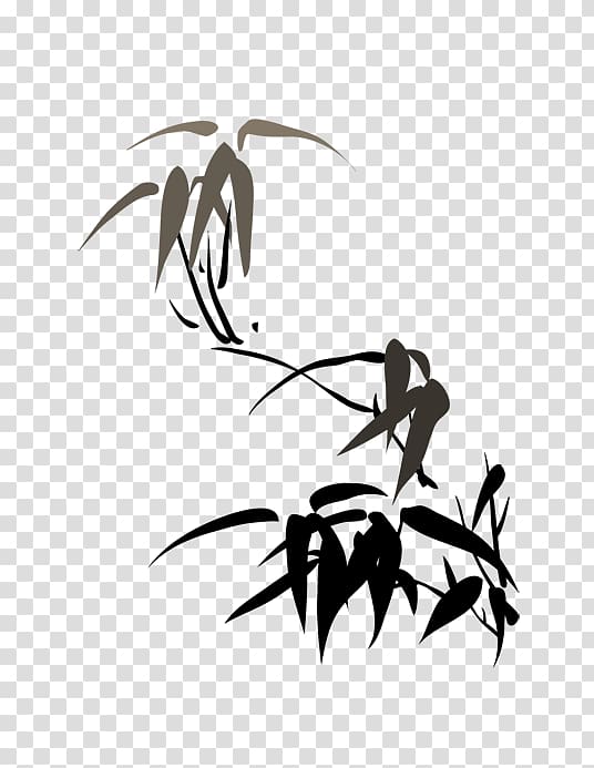 Bamboo Chinese painting Four Gentlemen, Ink painting of bamboo bamboo leaves transparent background PNG clipart
