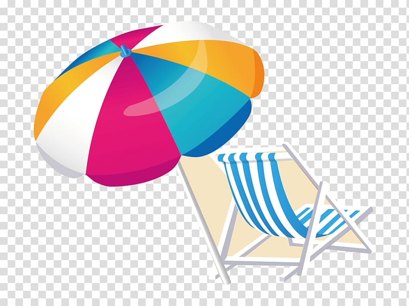 Beach Umbrella Illustration, Beach chairs transparent background PNG clipart