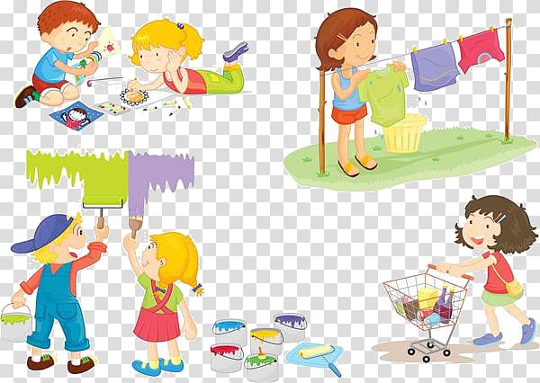 Kids Paint & Save Painting Illustration, Cartoon girl material transparent background PNG clipart