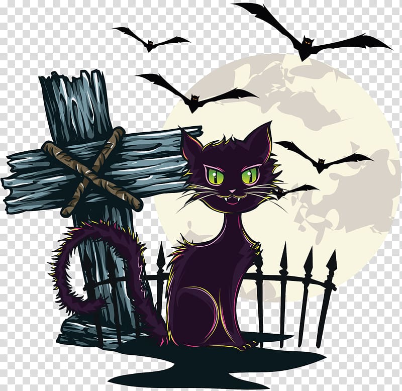 Cat Le Chat Noir Halloween , Cat transparent background PNG clipart