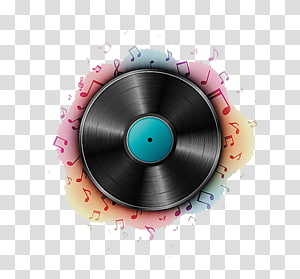 Phonograph record Music Sound Recording and Reproduction Illustration, Colorful notes CD transparent background PNG clipart thumbnail
