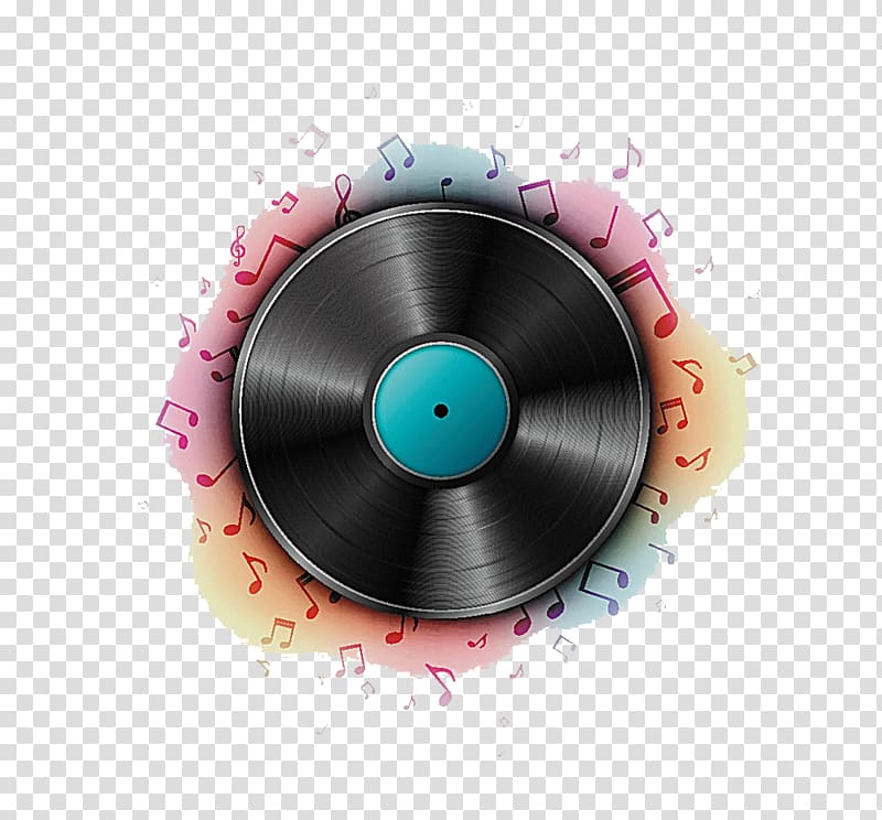 Phonograph record Music Sound Recording and Reproduction Illustration, Colorful notes CD transparent background PNG clipart