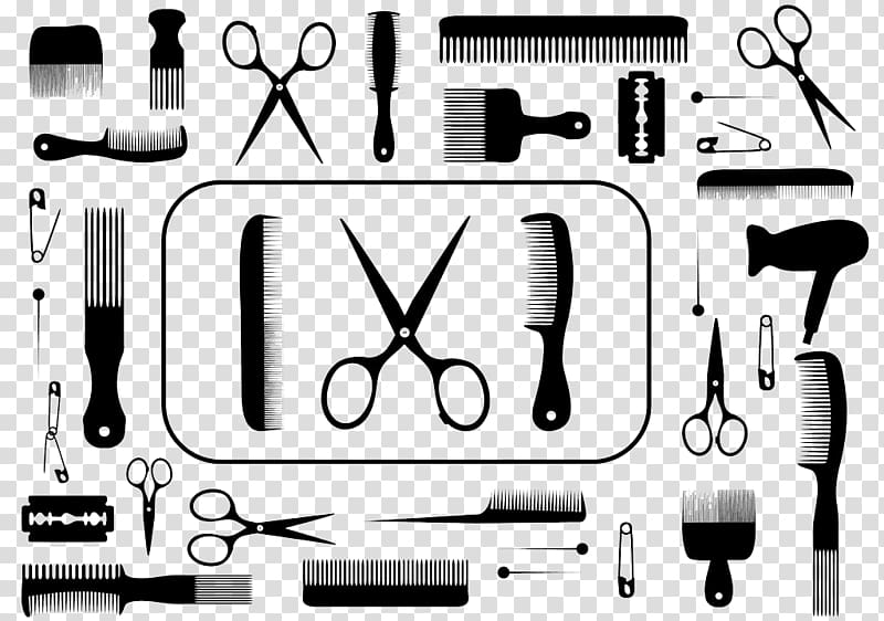 Hair clipper Comb Beauty Parlour, black and white hair icon transparent background PNG clipart