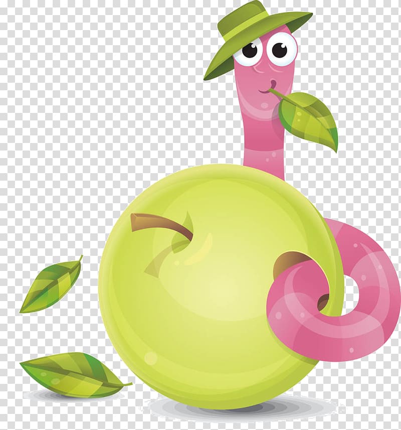 Worm , Cartoon apple insect material transparent background PNG clipart