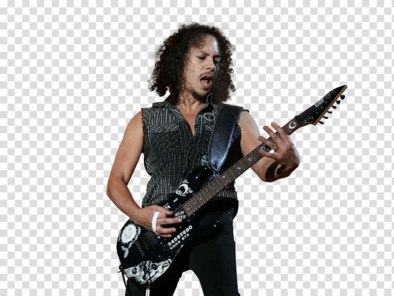 male band guitarist, Kirk Hammett Playing transparent background PNG clipart