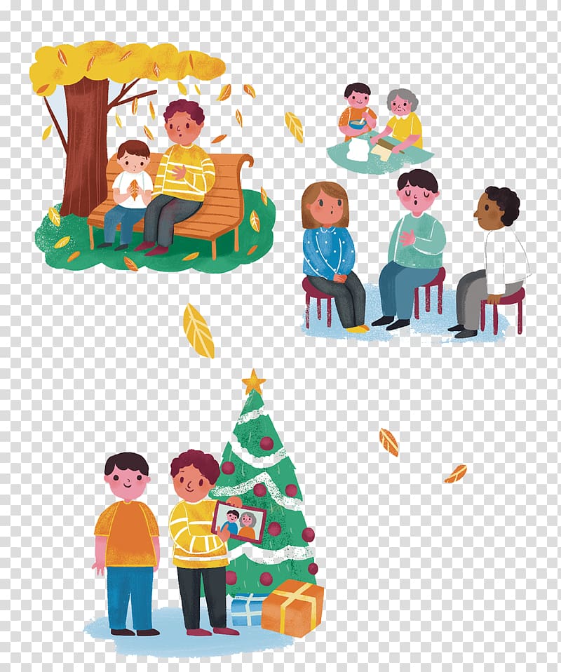 Cartoon Illustration, Cartoon autumn family activities transparent background PNG clipart